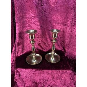 Vintage Home Decor - Brass Candlestick Holders – Heavy Elegant Pair - 7"